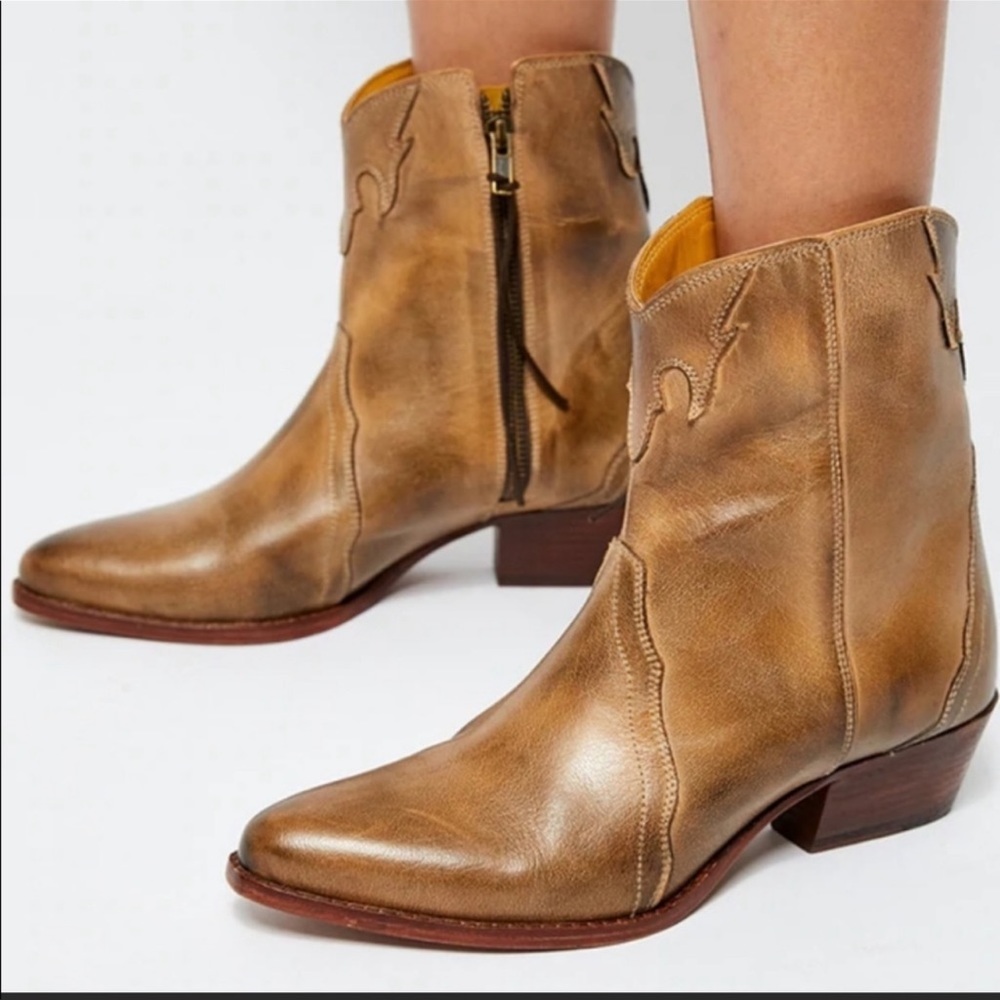 Free People Brown Leather Ankle Boots